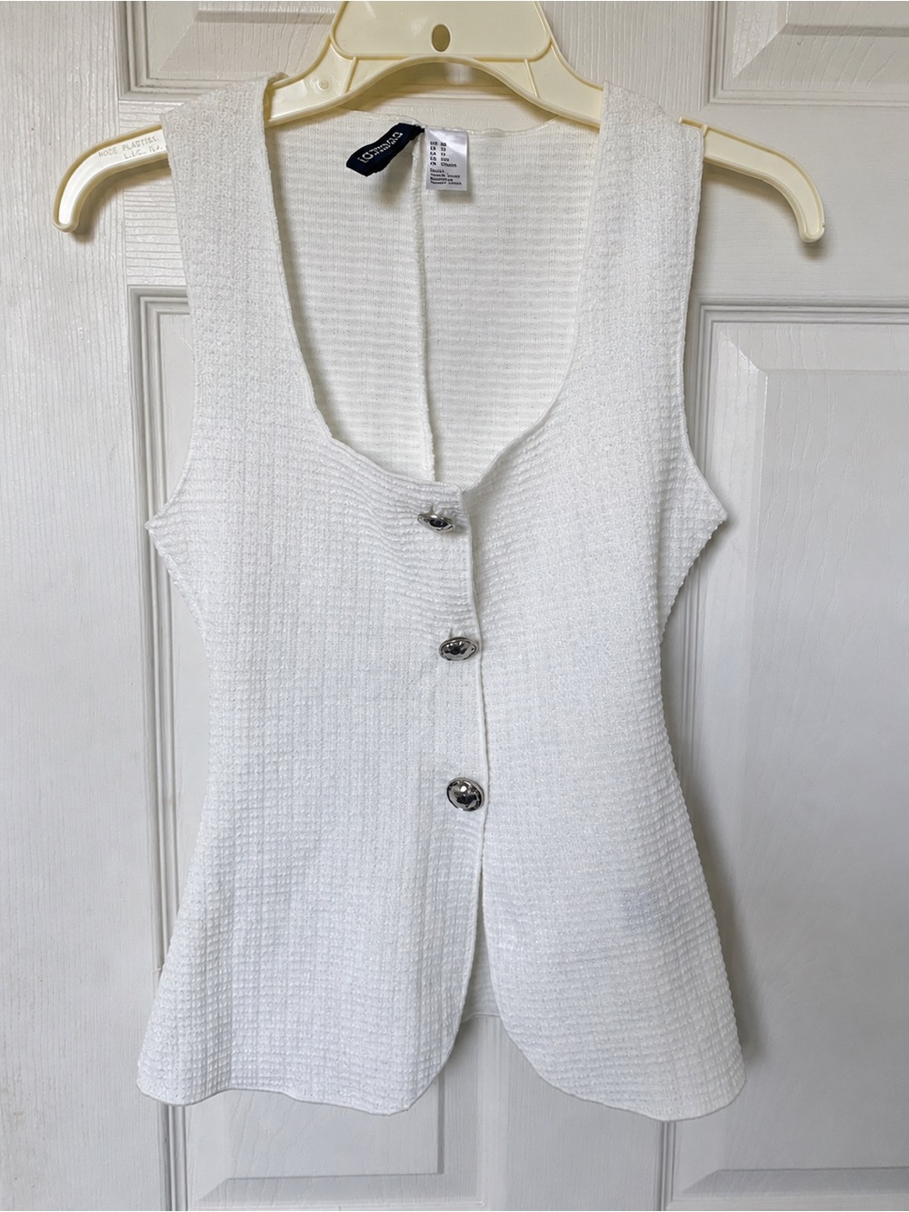 H&M White Textured Button-Front Tank